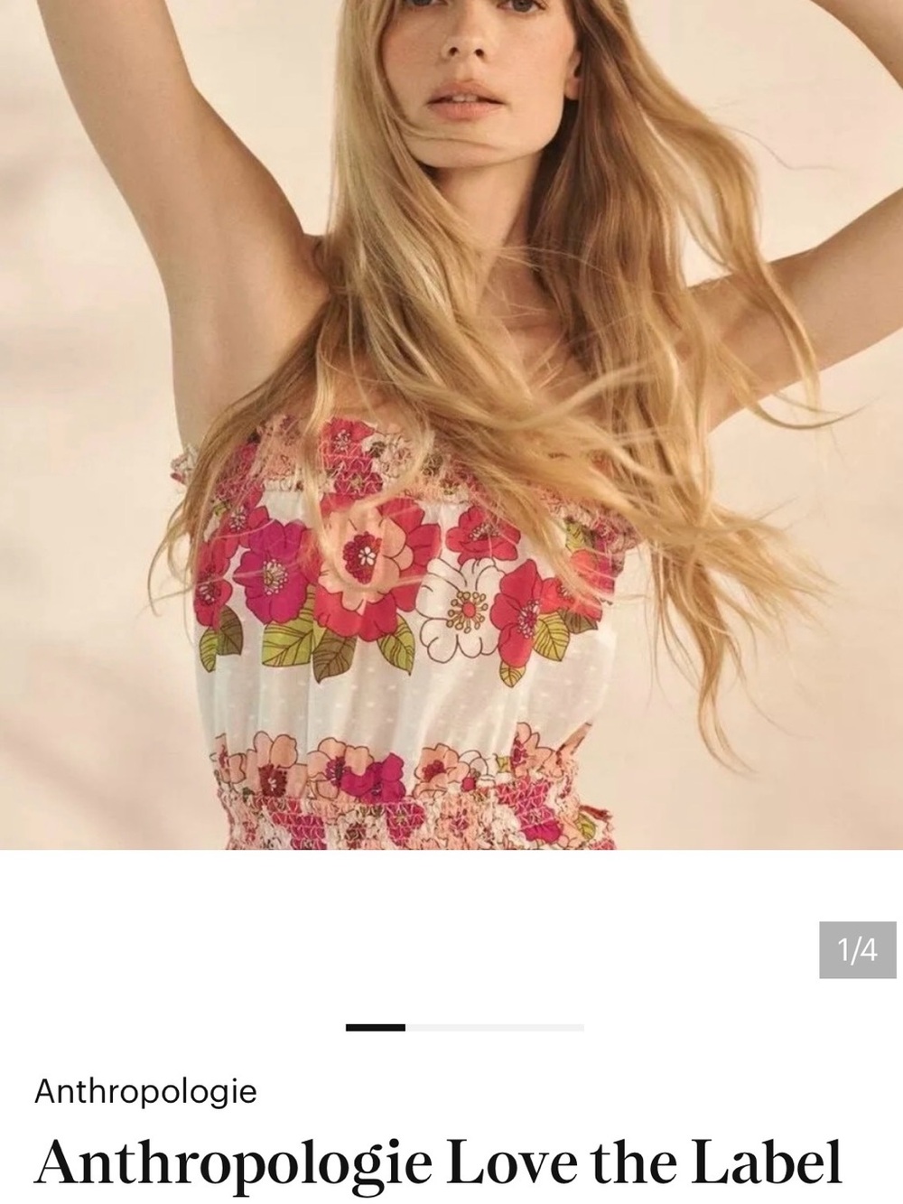 Love the Label Pink Floral Strapless Smocked Cami